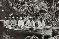 Crew at the front passengers at the rear