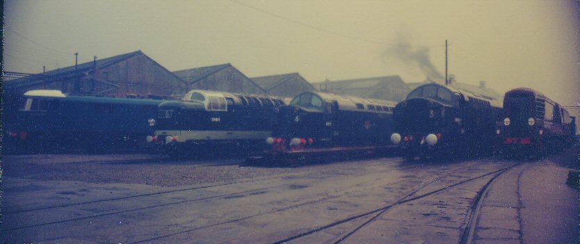 GT3 and other loco's outside Vulcan Foundry December 1960